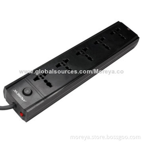 Power Strip of Universal Standard for AU, EU, UK, US Usage with 4 Sockets, Surge/Overload Protection